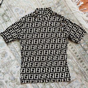 Vintage Fendi Logo Stretchable Knit Shirt